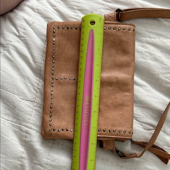 Studded Tan Leather Crossbody Bag - Picture 2 of 7